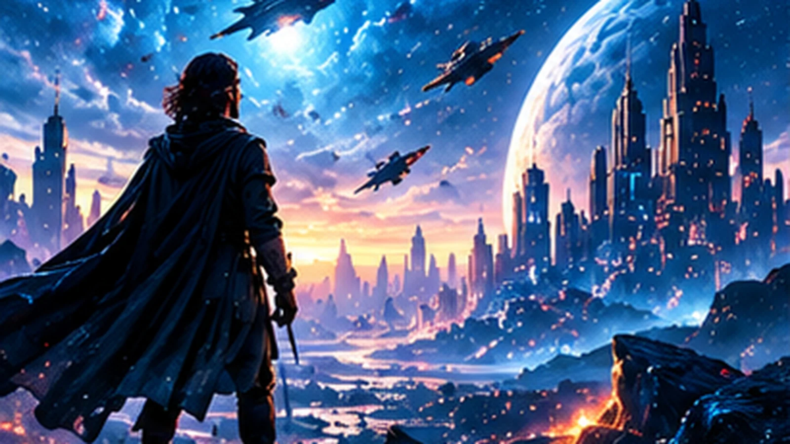 A creative artist imagines a futuristic cinematic world